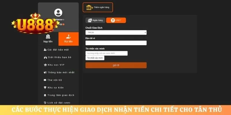 Các bước thực hiện giao dịch nhận tiền chi tiết cho tân thủ