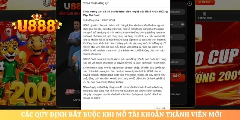 Các quy định bắt buộc khi mở tài khoản thành viên mới
